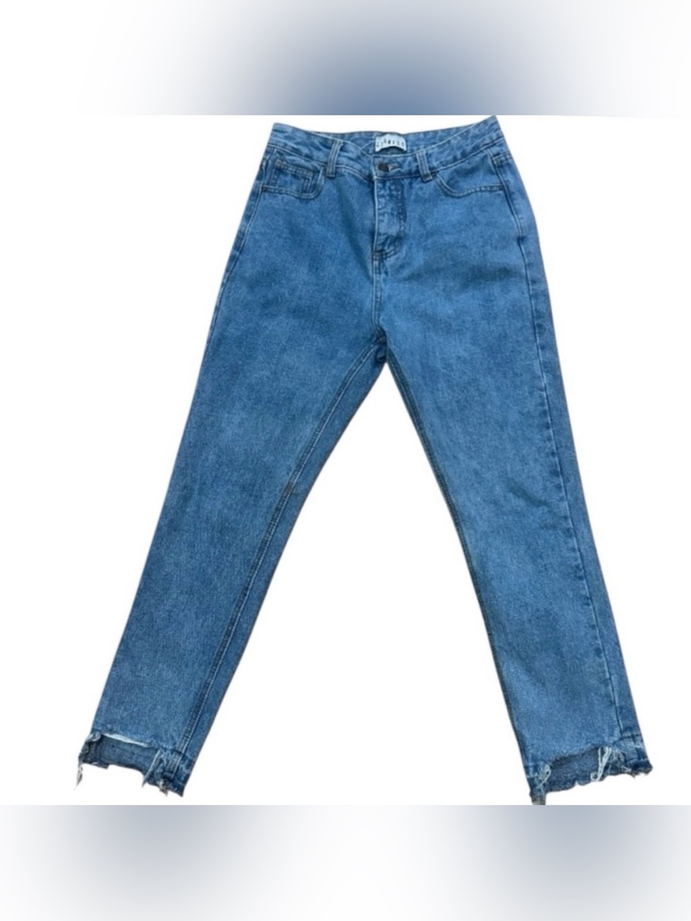 Lioness High Rise Straight Leg Raw Hem Jeans Light Wash Size Medium